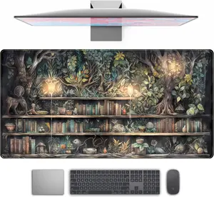 Forest Library Book Mouse Pad Desk Mat, Mystical Green Tree House XXL Extended Large Gaming Desk Pad Mousepad Computer Laptop Keyboard and Mouse Mat, Office Desk Decor Pad for Women 2