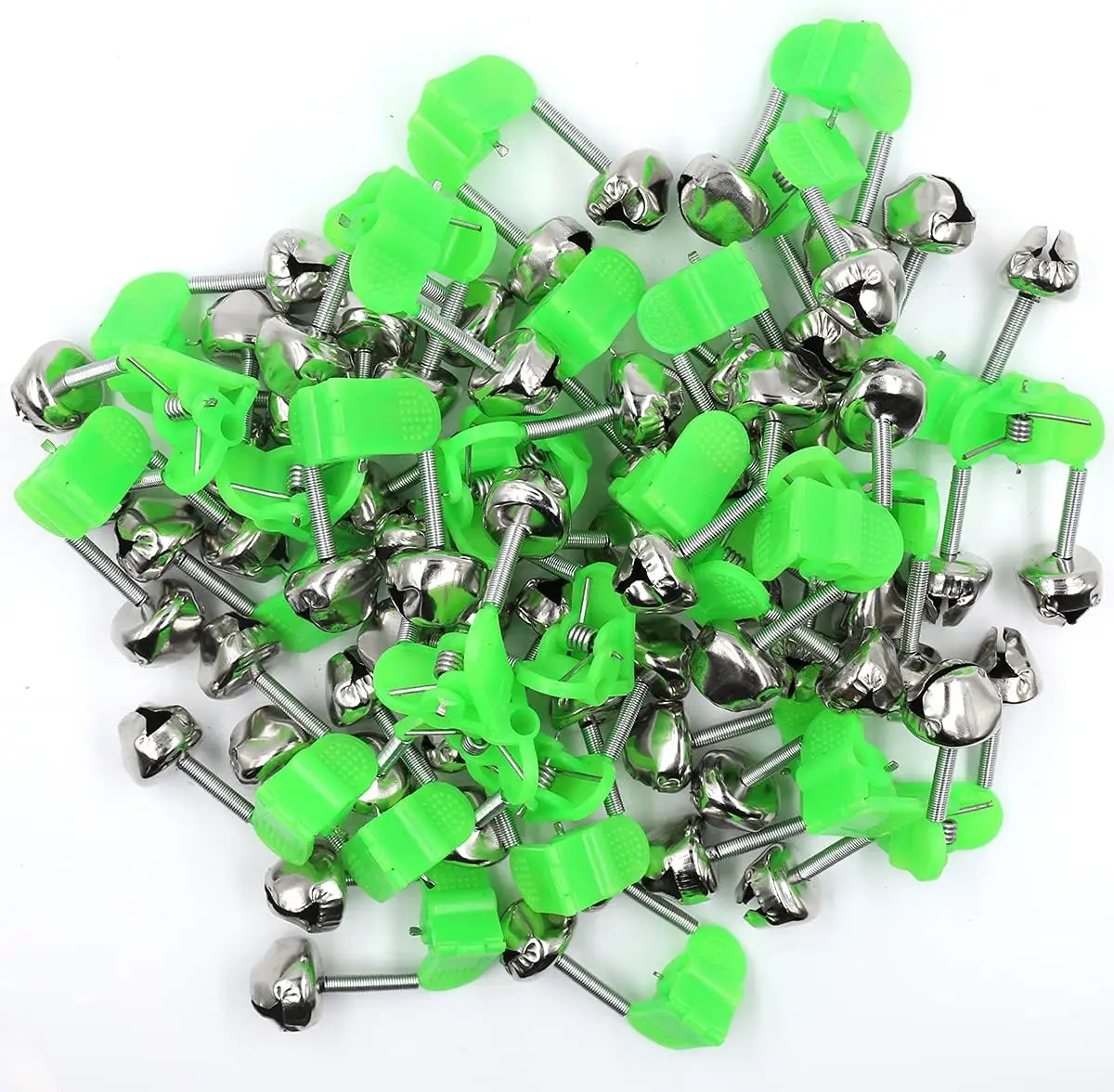 Fishing  Bells, 50 count Plastic Fishing Rod Clips with Dual Alert Bells /20PCS with Led Lights