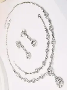 4 Pcs Bridal Silvery Rhinestone Full Matching Jewelry Pack for Women Men Exquisite Non-pierced Decorative Accessories Unified Set Graceful Teardrop Drop Ear Pieces Retro Vintage Alloy Neck Decorations Stylish Delicate Wristbands Overall Glamorous Sense