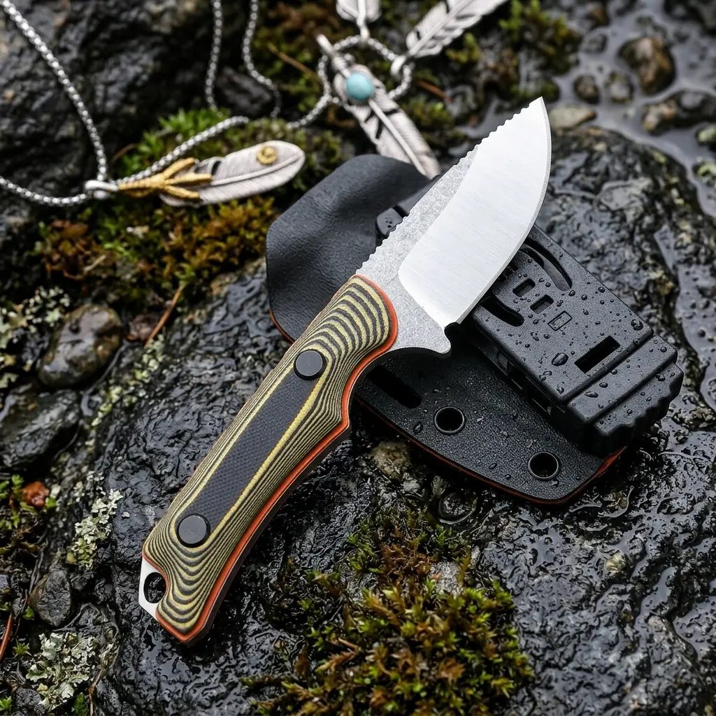 BM 15017 Fixed Blade EDC Knife w/ Kydex Sheath – Razor Sharp 8Cr13MoV Steel, Durable G10 Handle, Lightweight for Camping, Hiking & Outdoor Use