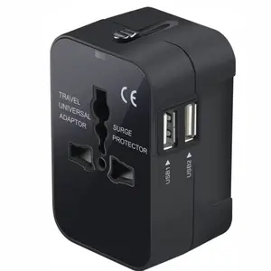 .Universal Travel Plug Adapter, Worldwide Travel Wall Charger with 2 USB Ports, Multifunctional Phone Charging Converter for Home, Office & Travel