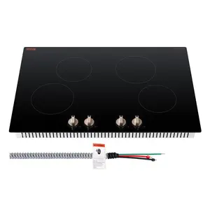 VEVOR Induction Cooktop, TikTokShopBlackFriday, 6600W Electric Countertop Burner, 4 Burner Knob Control Stove, Built-in Induction Cooktop with 12 Temperature Settings, Glass Surface, Auto Shut-Off