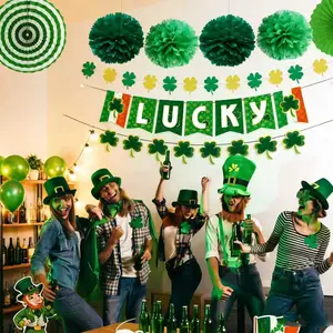 St. Patrick's Day Clover Party Scene Decoration,Enhance the Festive Atmosphere,Suit for Family Parties and Home Gatherings,Photo Props