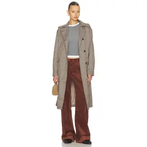 ALL THE WAYS Starling Trench Coat in Brown Plaid in Brown Plaid Multi