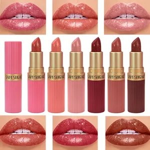 Velvet Highly Pigmented Lipstick with 3D Metallic Shine, Nourishing & Smooth, No Grainy Texture, Natural Fine Sparkle Glitter Finish