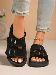 Summer New Leopard Print Two-Strap Sandals for Women, Thick Sole Casual Flip Flops, Beach & Daily Wear, Versatile One-Piece Slippers