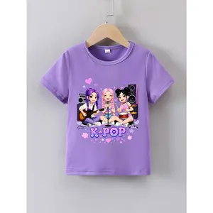 Summer Short-Sleeve T-Shirt with Style Girl Performance' Print for Girls Aged 3-12
