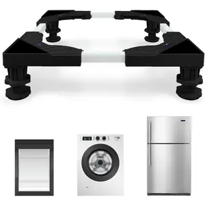 Mini Fridge Stand Adjustable Universal Base with 4 Strong Feet Washer Dryer Pedestal for Small Refrigerator, Portable Compact Washer or Dryer, Black