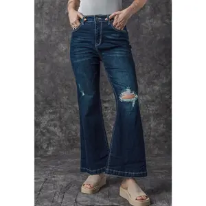 Khloe High Rise Ripped Bell Bottom Jeans