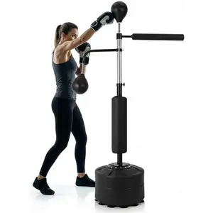 3-in-1 Freestanding Punching Bag Set for Adults & Teens, Boxing Bag with Adjustable Height, 2 Speed Balls & 360° Relax Bar, Complete Home Boxing Equipment Training System, No Mounting Needed
