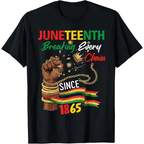 Juneteenth Graphic T-Shirt, Unisex Relaxed Fit "Breaking Every Chain 1865" Short Sleeve Top in Cotton oversized t-shirt Oversized Crewneck