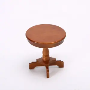 1pc 1:12 Dollhouse Mini Furniture Model, Miniature Furniture, Tea Table, Square Round Walnut Color, Dollhouse, Cute Small Coffee Table, Gift