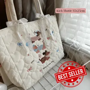 Floral Puffy Tote Bag Quilted Cute Gift for Her