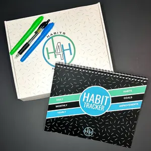H4H Habit Tracker Accountability Calendar with Pens & Highlighters - Undated Design for Daily Weekly Monthly Habits - Includes Educational Materials for Goal Setting & Achievement