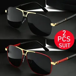 2pairs, Classic Trendy Cool Polarized Fashion Glasses, For Men Women Casual Business Outdoor Sports Party Vacation Travel Driving Fishing Supplies Photo Props, Ideal Choice For Gift