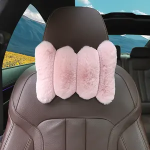 Car Seat Neck Pillow, Soft Clear Plush Wave Pattern Headrest, Travel Relaxation Neck Support, Comfortable Car Cushion, Breathable Neck Cushion, 1pc/2pcs, Car Accessories
