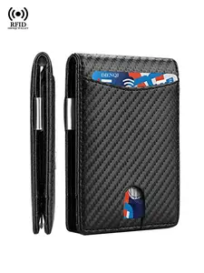 Carbon Fiber Business Card Holder Rfid Slim Thin Wallet, Zipper Small Bank Card Money Clip, Minimalist Wallet for Men, Gift for Him, Credit Card Organizer