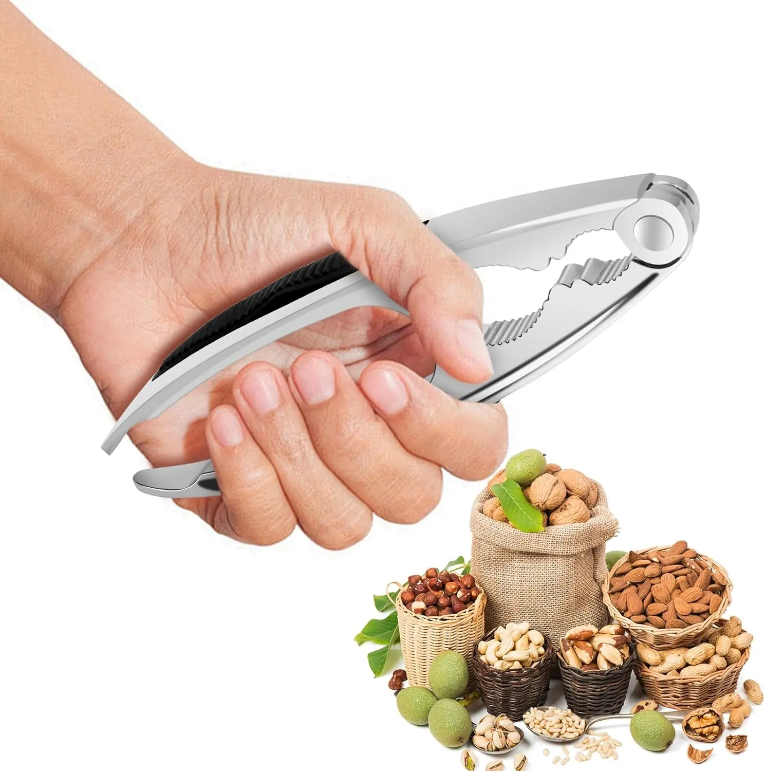 Heavy Duty Zinc Kitchen Nutcracker & Seafood Utensil Set - For Walnut, Pecan, Almond, Lobster, Crab