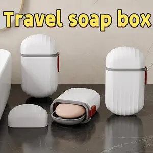 Travel soap box, creative soap box with lid, sealed, water-draining portable soap box, highly transparent for business trips and travels