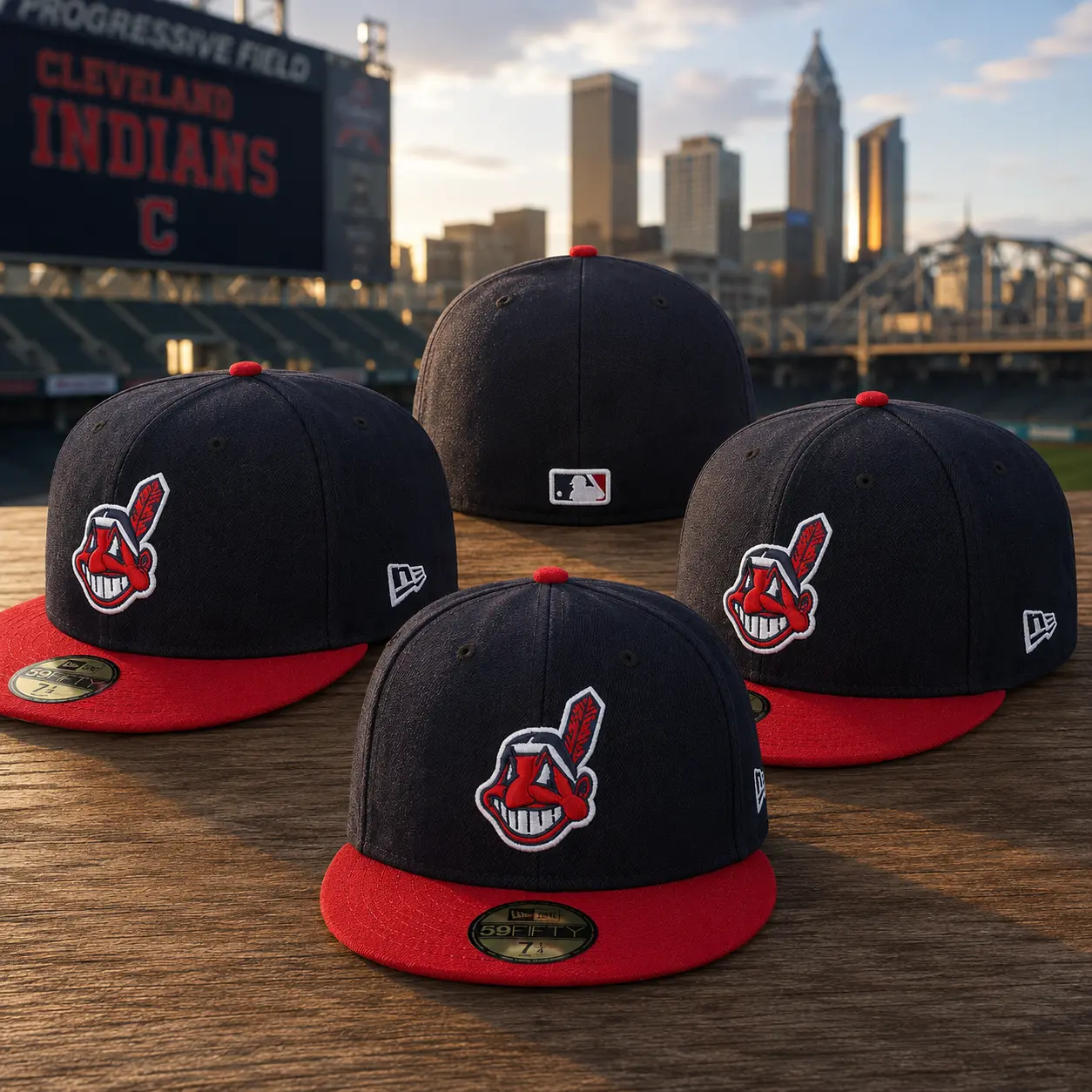 Cleveland Indians New Era Navy/Red Home Collection On-Field Low Profile 59FIFTY Fitted Hat