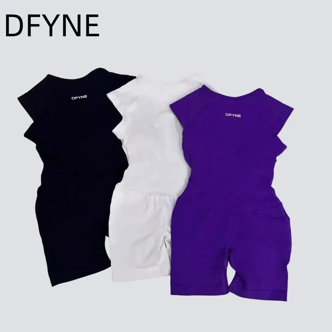 DFYNE Backless One Piece Yoga Shorts High Waist Butt Lifting Workout Jumpsuit