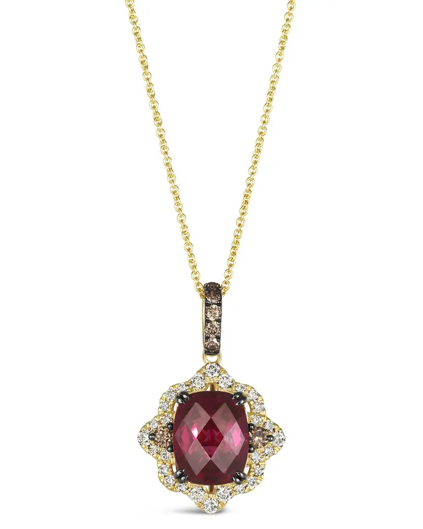 Le Vian Raspberry Rhodolite 14K 5.10 ct. tw. Diamond & Rhodolite Cocktail Pendant Necklace