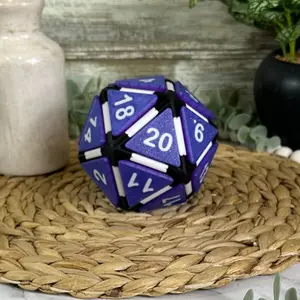 3D Printed D20 Dice Fidget Clicker – Jumbo D&D Dice, 4–5 inch, Each Number Clicks, Multicolored Options