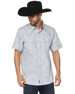 Moonshine Spirit Men's Spirit&Reg; Smoke Paisley Print Short Sleeve Snap Western - Mssu26w3-Gy