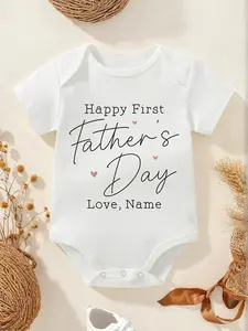 Personalized "Happy First Father's Day" Cotton Baby Onesie Bodysuit