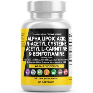 Clean Nutra Alpha Lipoic Acid, N-Acetyl Cysteine, Acetyl L-Carnitine & Benfotiamine for Healthy Nerve Function - Nerve Defend