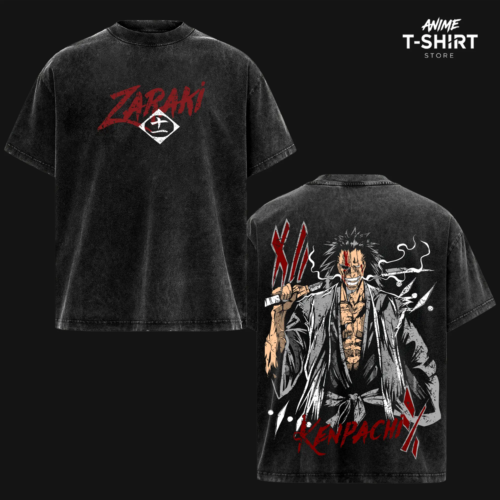 Kenpachi Zaraki - Bleach Anime T-Shirt, Vintage Washed Graphic Tee