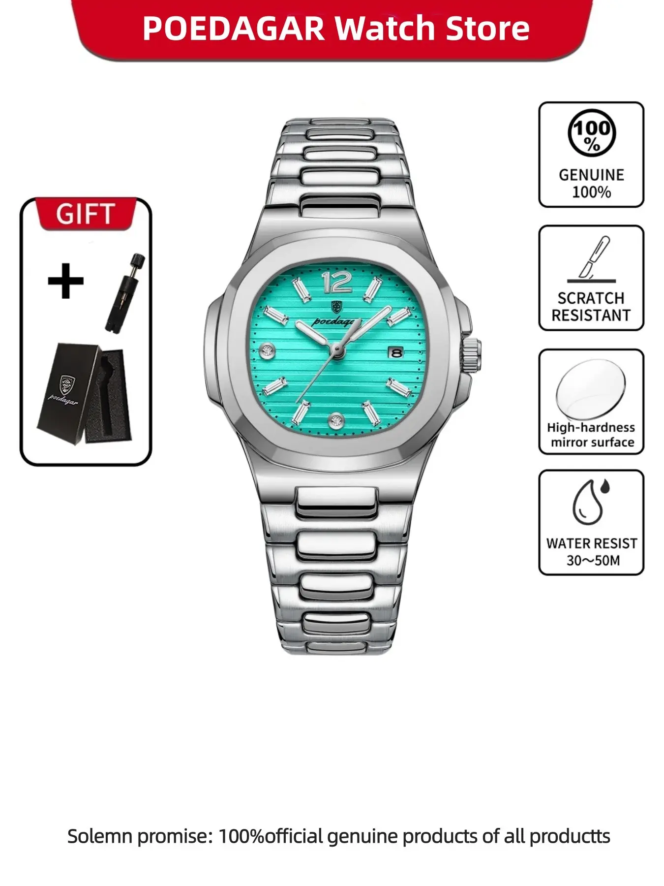 Poedagar Fashion Luxury Women's Watch Waterproof Durable Watch Stainless Steel Watch Date Quartz Women's Watch Preferred Birthday Gift for Girlfriend Stainless Steel Wristwatch Elegant Wristwatch Quartz Watches