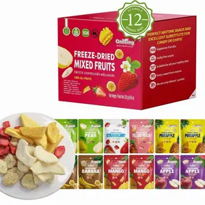 ONETANG Freeze-Dried Mixed Fruit, 12 Pack Single-Serve Pack, Non GMO, Kosher, No Add Sugar, Gluten free, Vegan, Holiday Gifts, Healthy Snack 0.35 Oz
