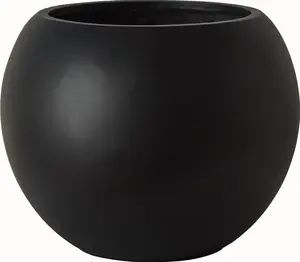 13.5 H x 17" Dia (12" Pot Opening) Black Round Fiberstone Planter with Drainage Hole, Indoor/Outdoor Large  Pot for Home Patio Garden, Ideal for Large