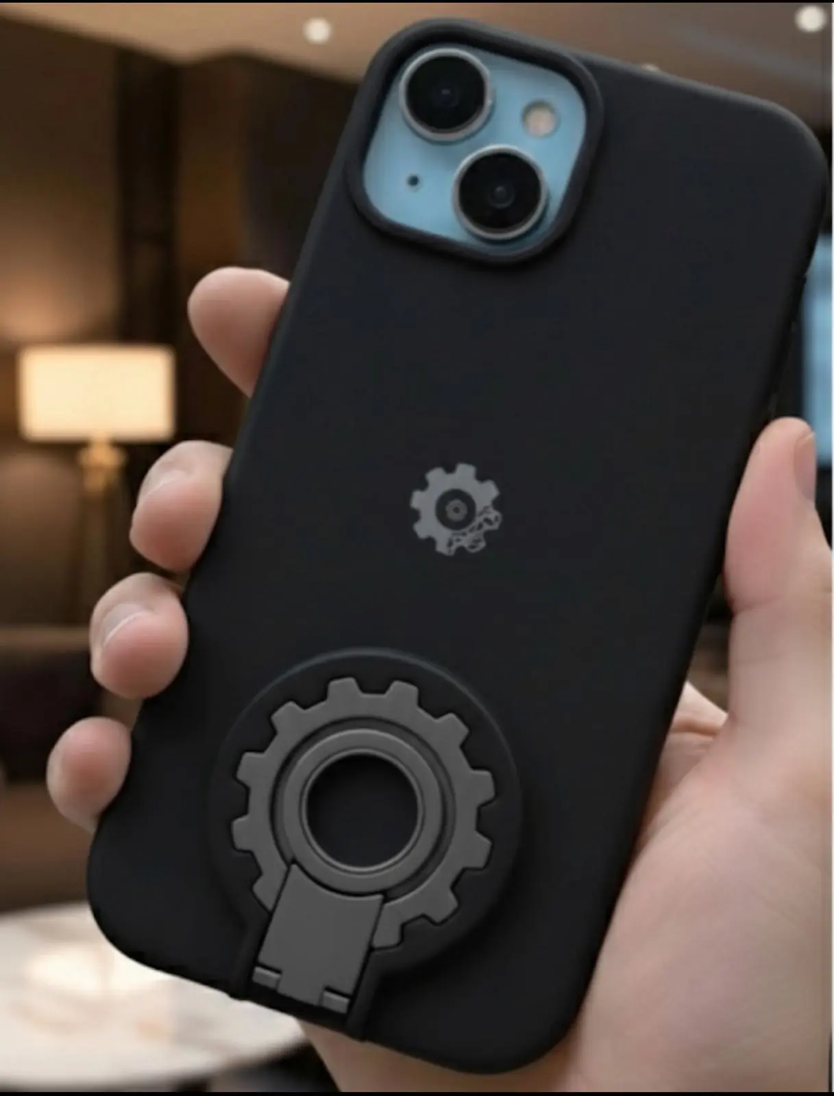 PCF iPhone 15 Case with Retractable Finger Loop Stand | Magnetic Grip Phone Holder, Rotating Kickstand & Hands-Free Hanging Hook | Slim Protective Cover