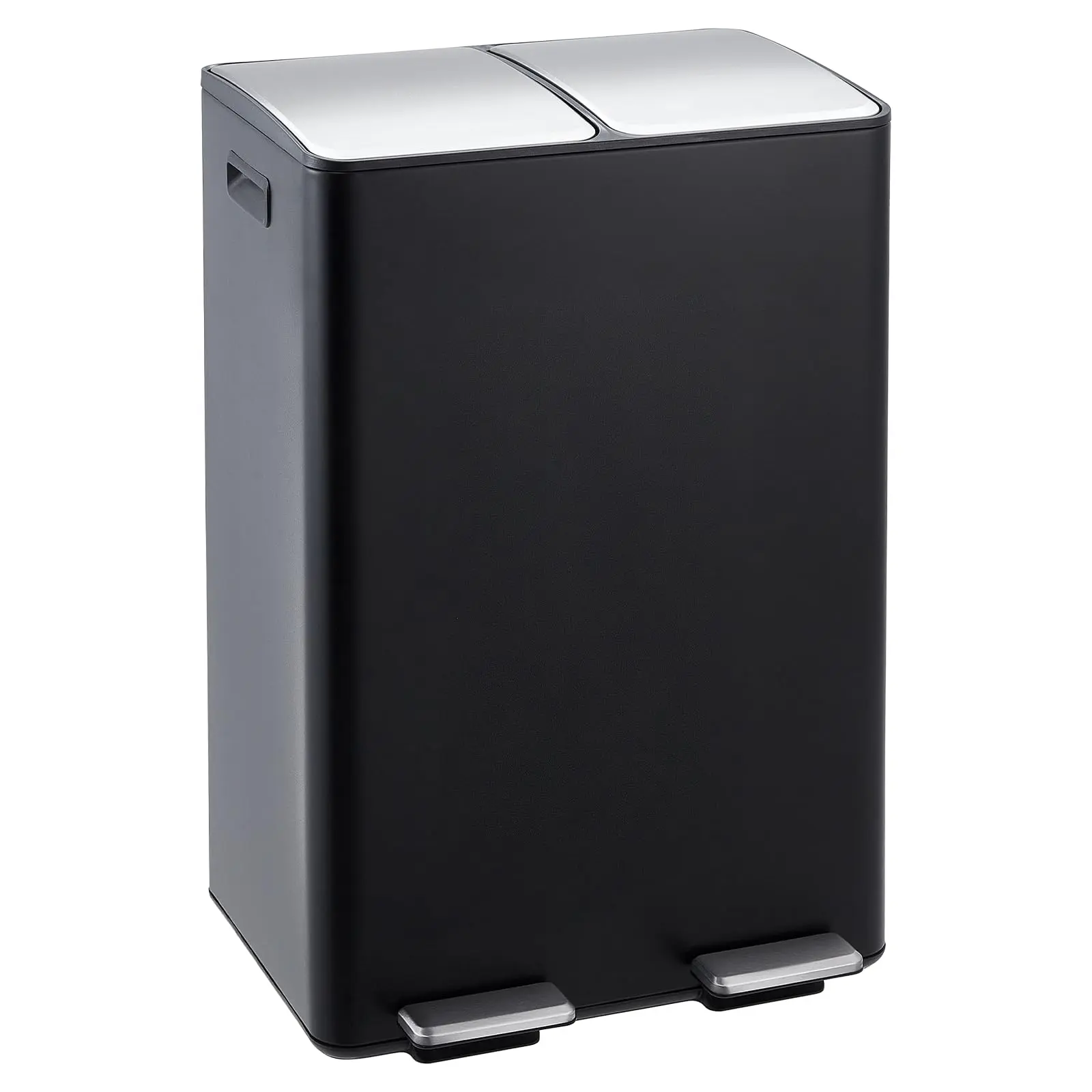 Garvee Dual Trash Can 16 Gal (2 x 30L) Stainless Steel Kitchen Garbage Can with Lid and Inner Bucket, Double Compartment Trash and Recycle Bin Combo with Step Pedal for Home and Office