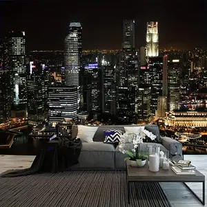 City Night Punk Cityspace Tapestry Night Street Architecture Wall Decor City Skyline Wall Hanging Decorations Tapestry for Home Living Room Gaming Room Dorm Gift Artwork Backdrop Colorful