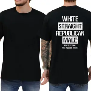 White Straight Republican Male T-Shirt, Mens Shirts Funny, Conservative Political Graphics Tee, Political Graphics Shirt, Men's Gifts, Casual Menswear, For Men