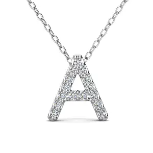 Ethereal Collection 18k White Gold Plated Initial Letter Pendant Necklace with Simulated Diamond Crystals