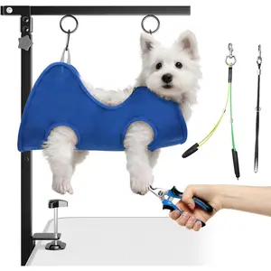 Foldable   Arm with Clamp: Adjustable Height 26"-40",   Table Arm with Hammock and No-Sit Holder,  Restraint for Small Medium Dogs at  or Salon