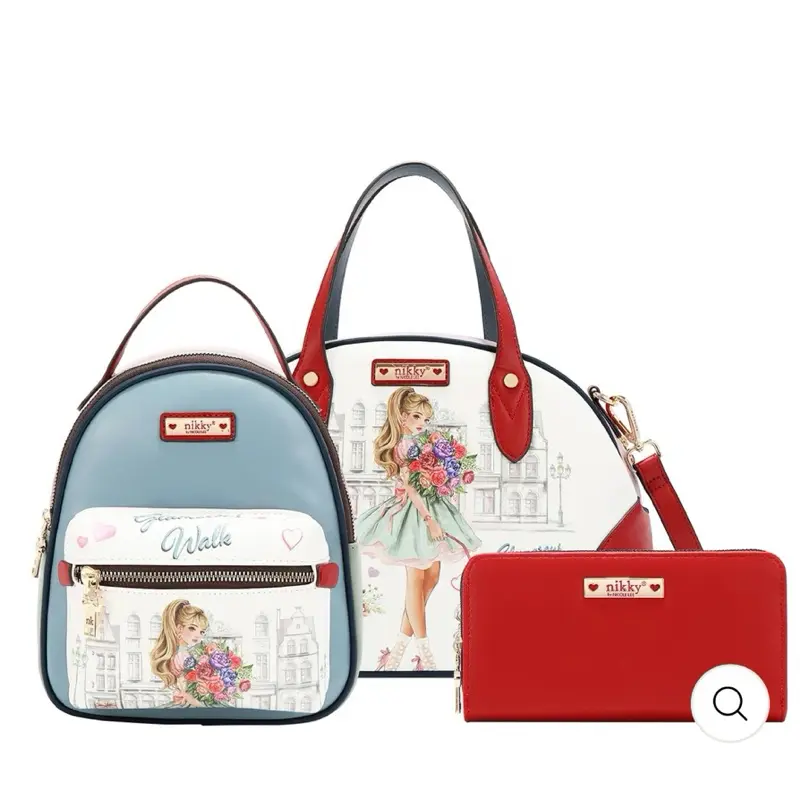 GLAMOROUS WALK 3-Piece Accessory Set - Satchel, Mini Backpack, Wallet