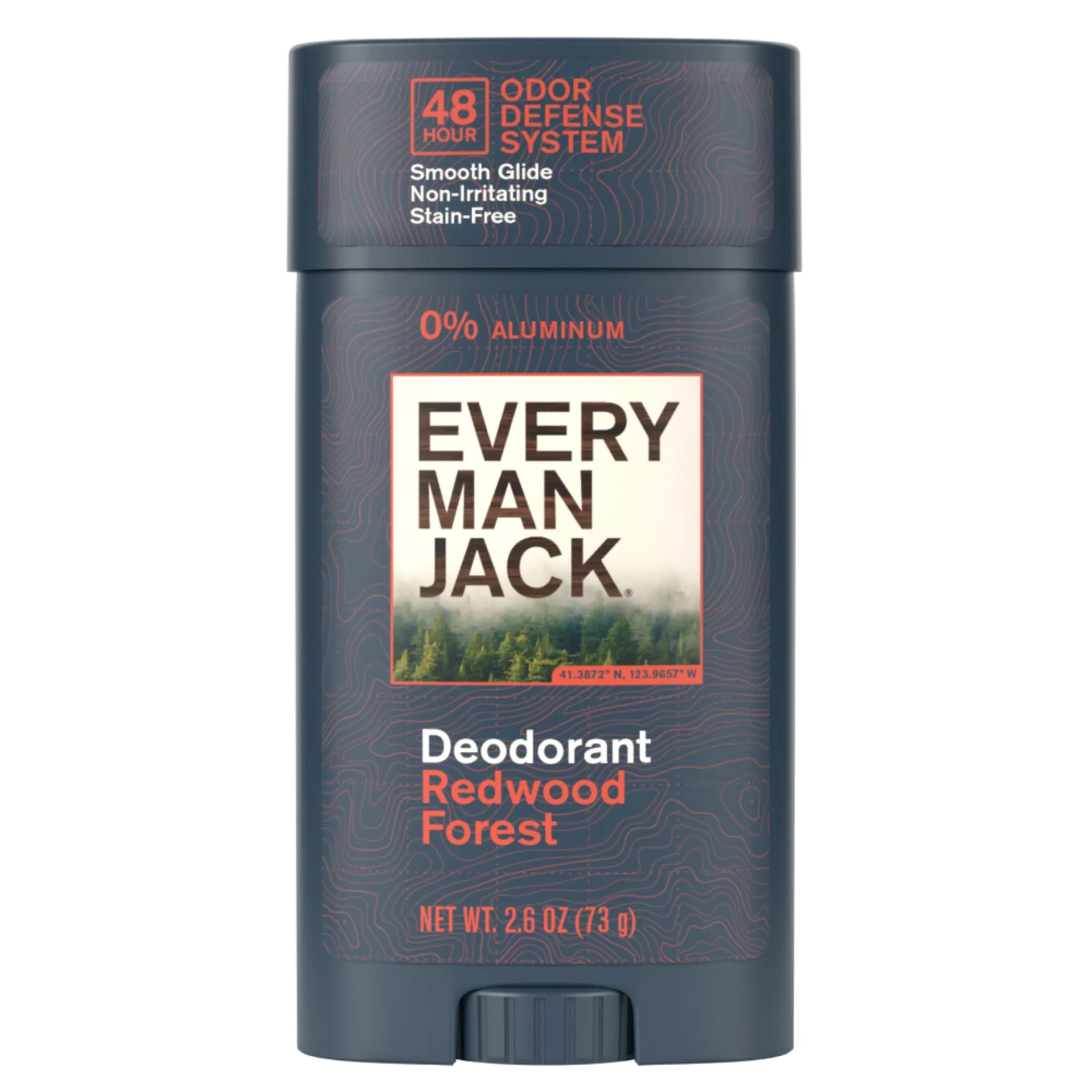 Every Man Jack Men's Deodorant - 48-Hour Odor Defense Blend - Aluminum Free - Contains Postbiotics, Tapioca Starch & Oat Powder, 2.6 oz