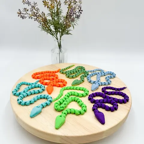 3D Printed Snake Figurine Fully Articulating Decor Gift