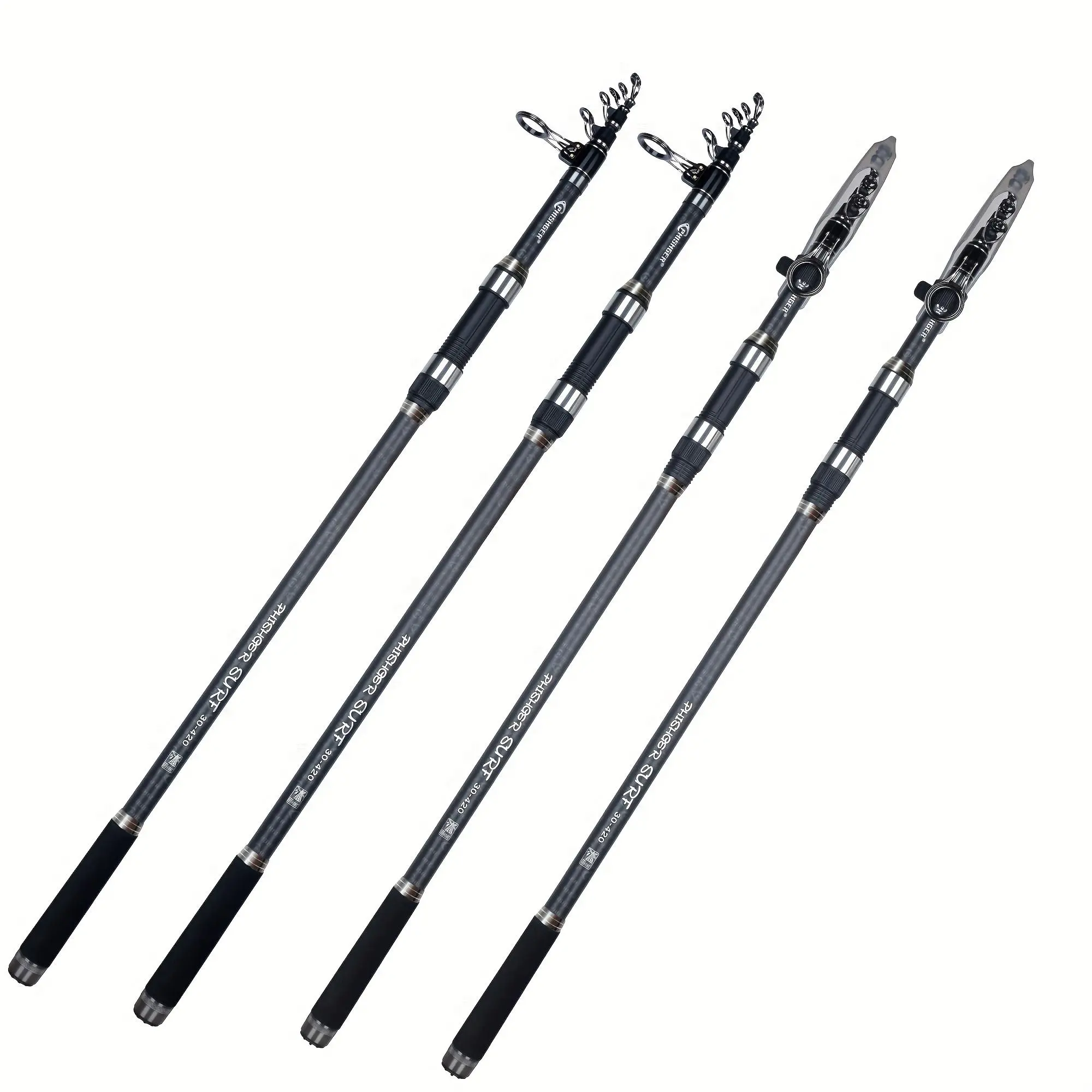 Carbon Fiber Telescopic Surf Spinning Fishing Rod and Reel Combo, 11.8-17.4ft 30T Heavy-Duty Portable Saltwater Pole for Long Cast Beach Fishing