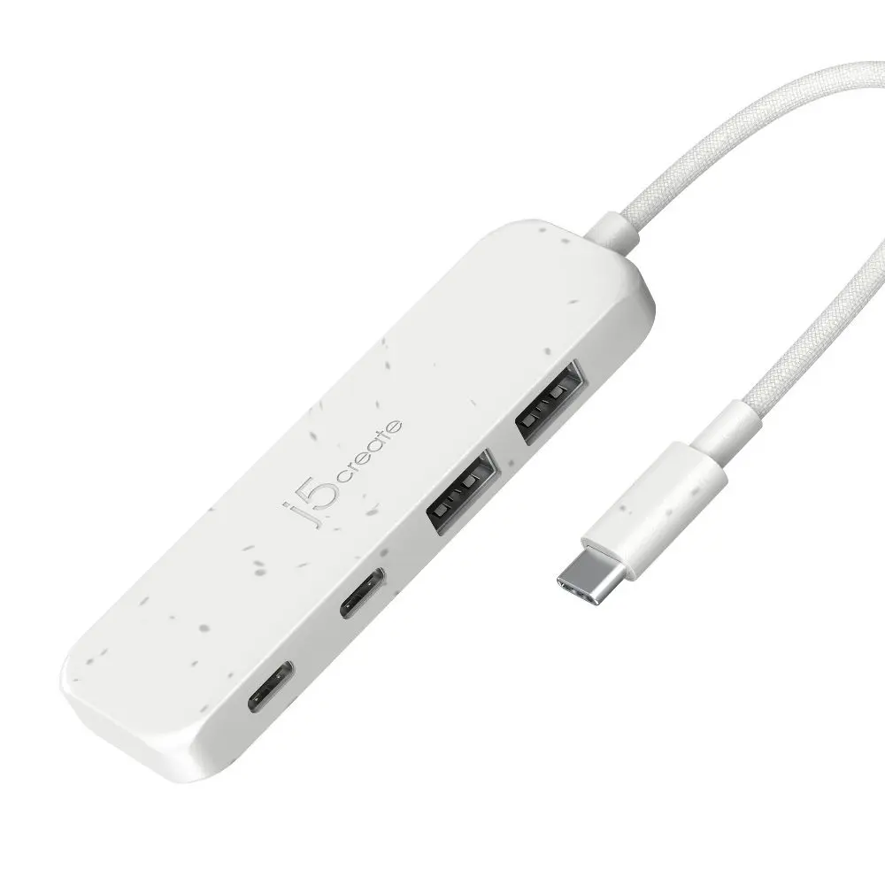 j5create Eco-Friendly USB-C to 4-Port and USB-A Gen 2 Hub, Four Ports, Gen 2 Speed