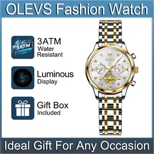 OLEVS 2897 Women Fashion Quartz Chronograph Watch, Multi Sub-Dial with 24 Hour Indicator, Luminous Hands, 3ATM Daily Water Resistant Dress Wristwatch, Ideal Gift for Any Occasion