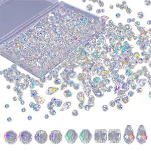 600Pcs Bulk Glass Beads for Jewelry Making, Crystal Beads with Storage Container Box for DIY Necklace, Bracelet, Earrings