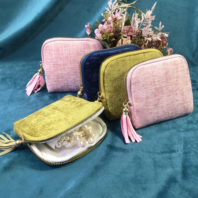 High-end velvet jewelry storage bag, six-layer crystal bracelet tassel storage bag, bracelet cloth bag, jewelry bag accessories