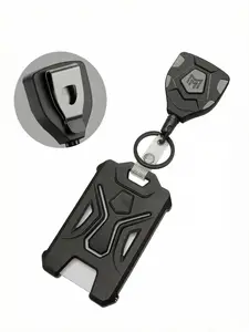 Expandable Keychain Safety Badge Holder, Tactical ID Scroll Keychain with 31.5 Inch Steel Wire Rope, 8.0 Ounce