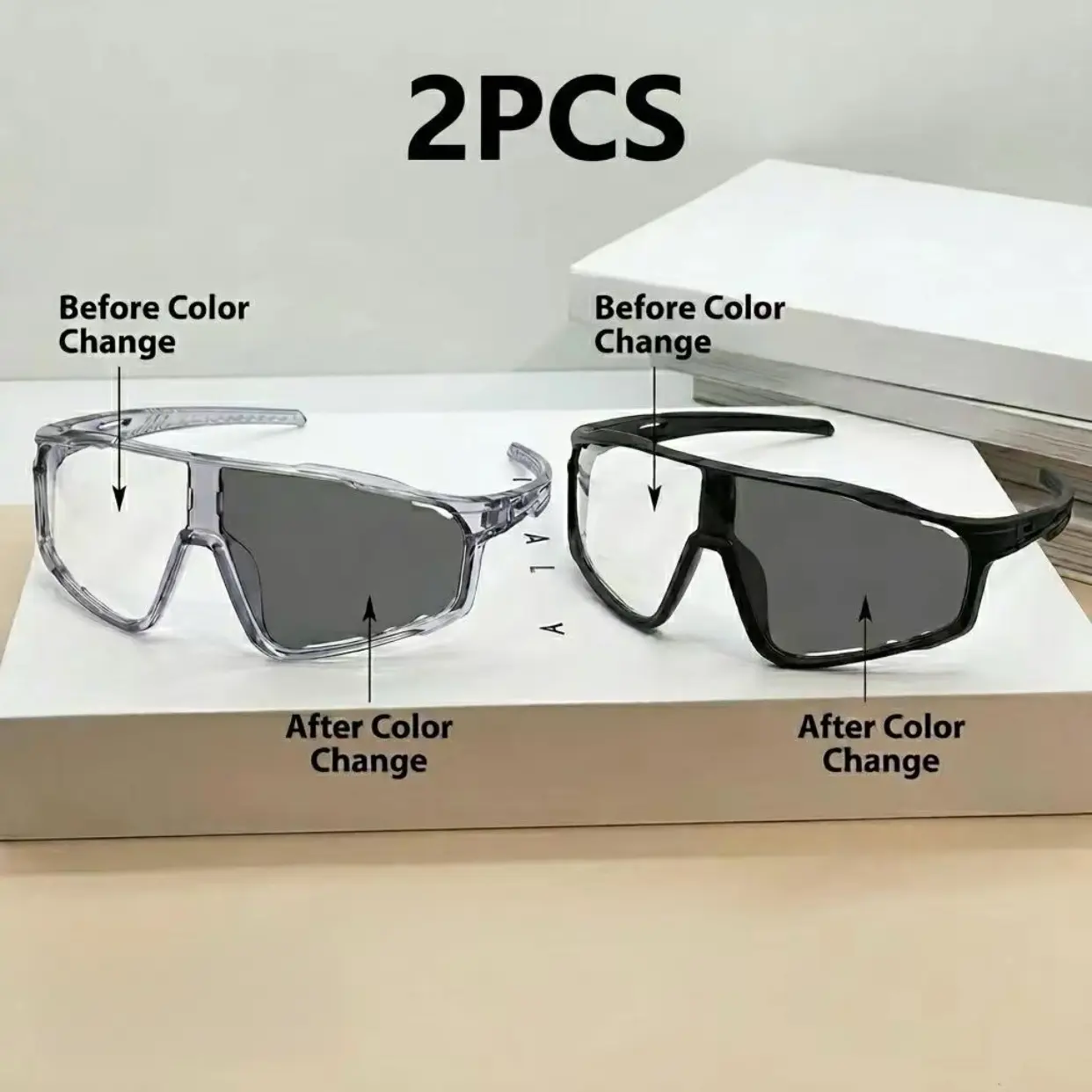 Unisex Photochromic Grey Sunglasses - Oversized Retro Aviator Style,Discoloration Varies with UV Intensity, Ideal for Fishing, Driving, Sports & Outdoor Protective Gear